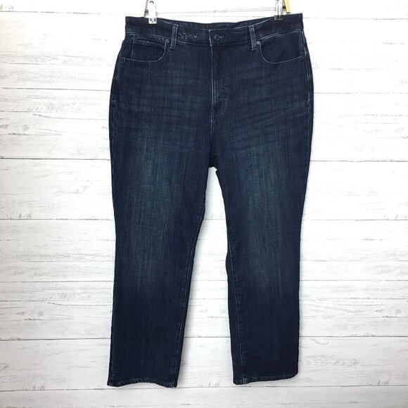 Talbots Women's Jeans Curvy Straight Leg Stretch Dark Wash size 14P length 28" - Picture 1 of 9